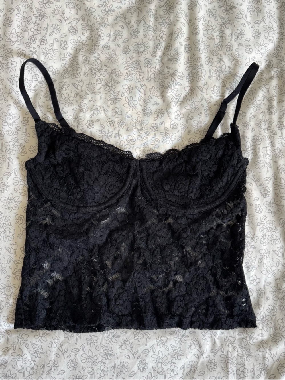 White Fox Boutique Black Lace Bustier Cami Top